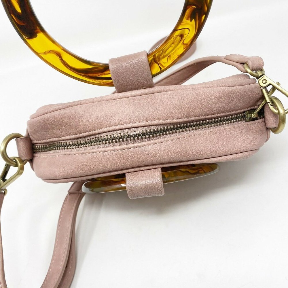 ANTHROPOLOGIE blush pink lucite handle VEGAN bag - Picture 7 of 9
